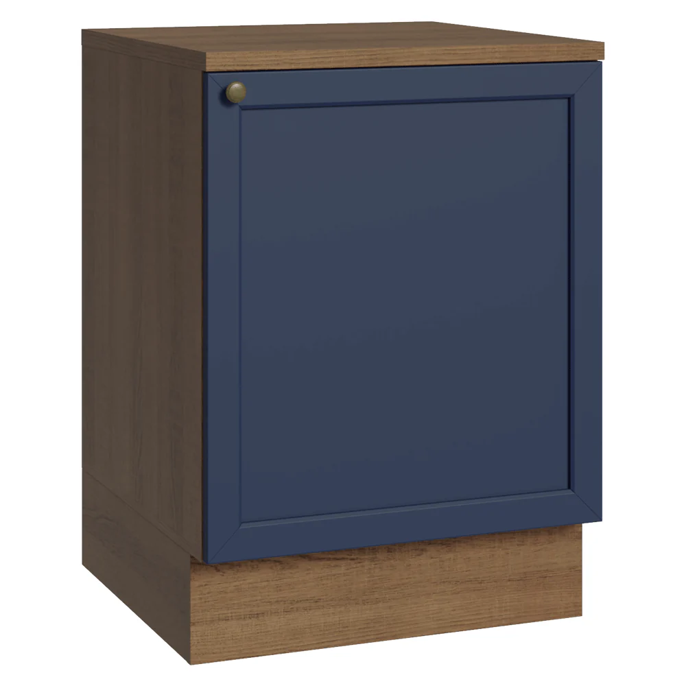 Balcão de Cozinha 60 x 60 cm 1 Porta (Com Tampo) Rustic/Azul Vik Madesa