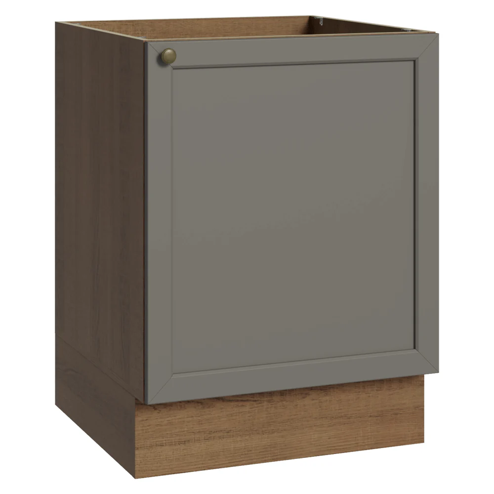 Balcão de Cozinha 60 x 60 cm 1 Porta (Sem Tampo) Rustic/Cinza Vik Madesa