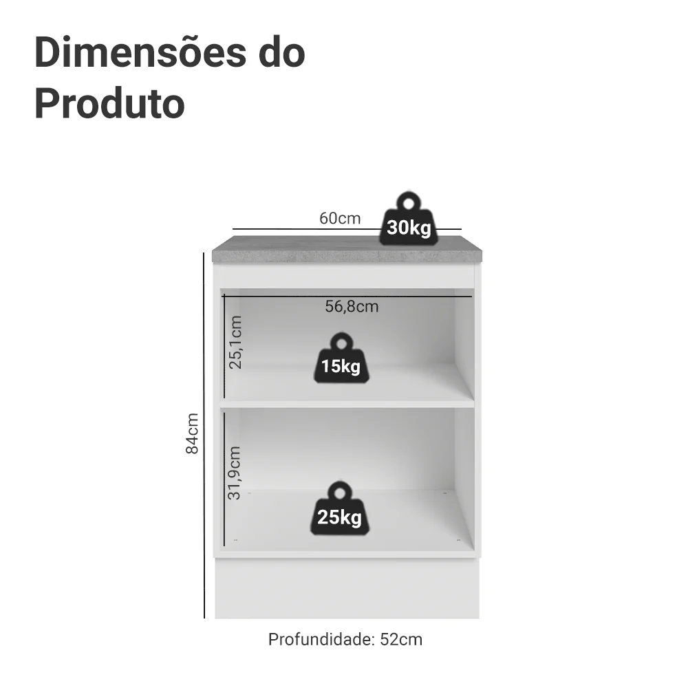 Balcão de Cozinha 60 cm 1 Porta Branco/Verde Vik Madesa - Image 2
