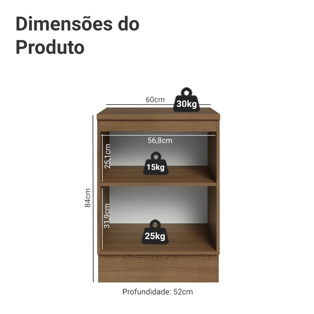Balcão de Cozinha 60 cm 1 Porta Rustic/Cinza Vik Madesa - Image 2