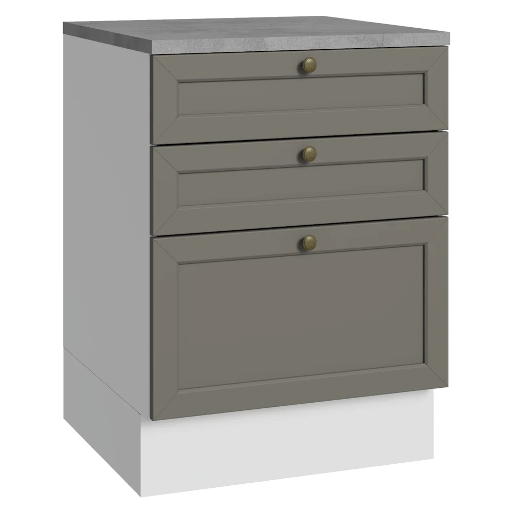 Balcão de Cozinha 60 cm 3 Gavetas Branco/Cinza Vik Madesa