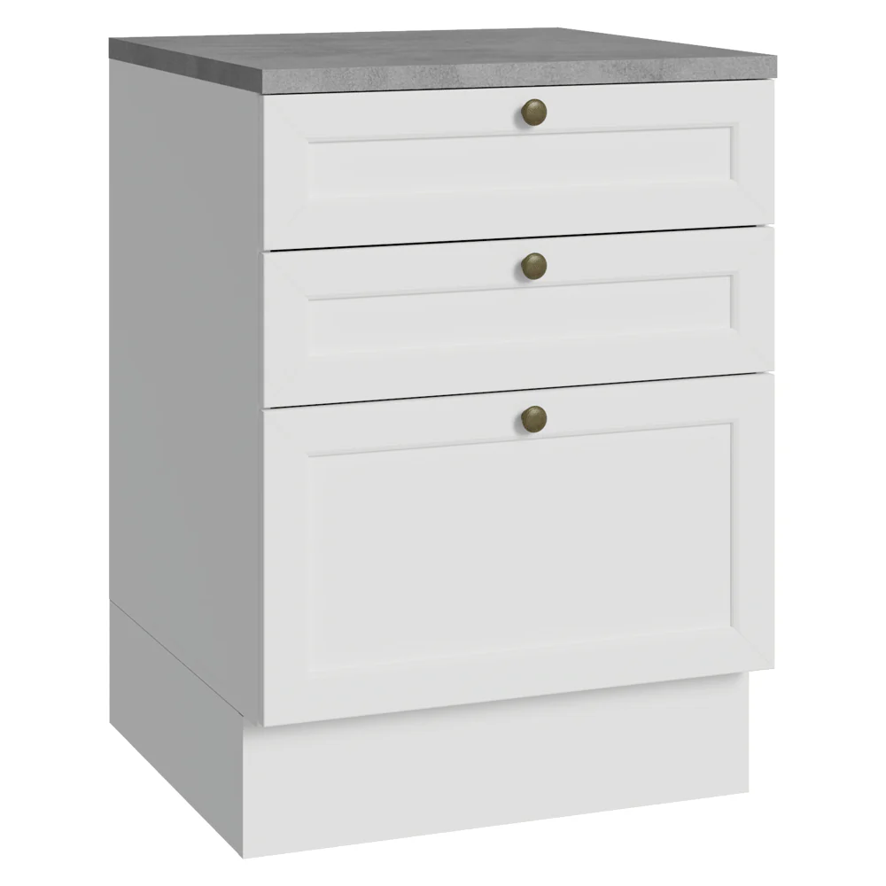Balcão de Cozinha 60 cm 3 Gavetas Branco Vik Madesa