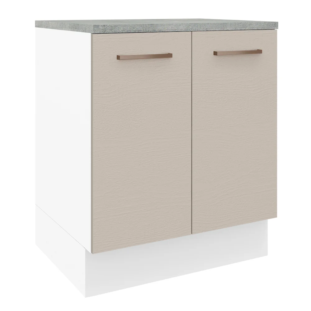 Balcão de Cozinha 70 x 60 cm 2 Portas (Com Tampo) Branco/Crema Agata Madesa