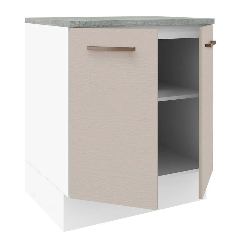 Balcão de Cozinha 70 x 60 cm 2 Portas (Com Tampo) Branco/Crema Agata Madesa - Image 3
