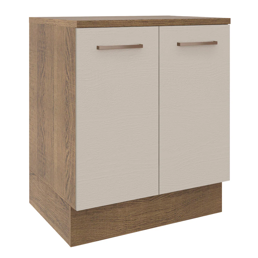 Balcão de Cozinha 70 x 60 cm 2 Portas (Com Tampo) Rustic/Crema Agata Madesa
