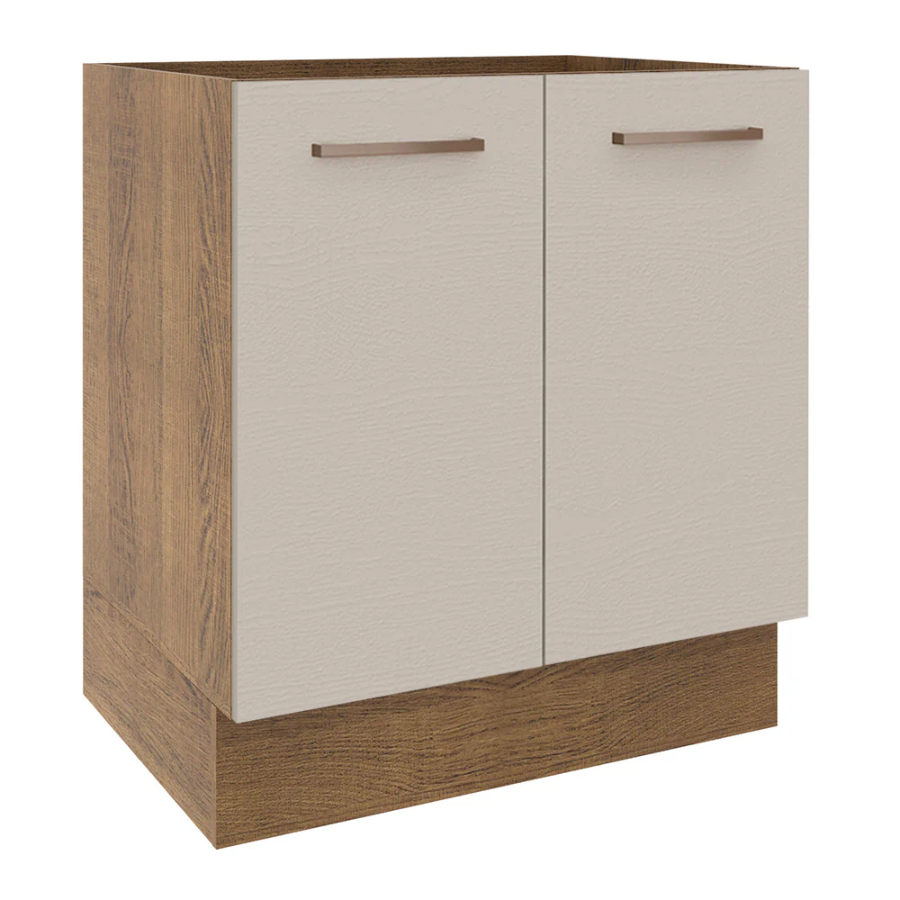 Balcão de Cozinha 70 x 60 cm 2 Portas (Sem Tampo) Rustic/Crema Agata Madesa