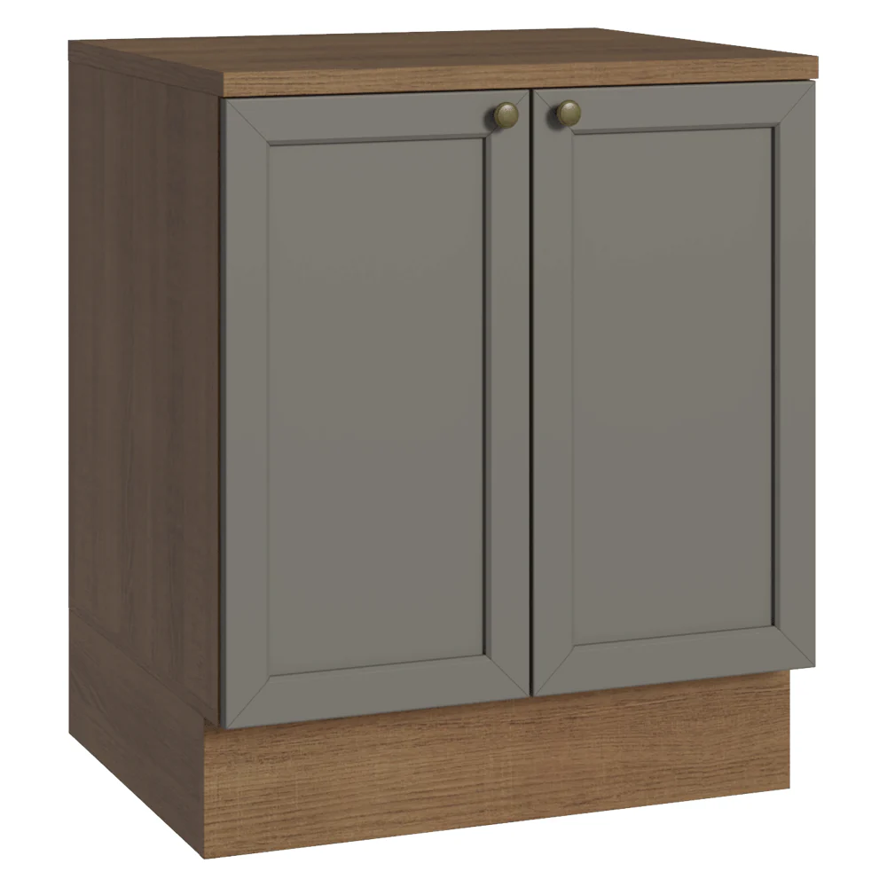 Balcão de Cozinha 70 x 60 cm 2 Portas (Com Tampo) Rustic/Cinza Vik Madesa