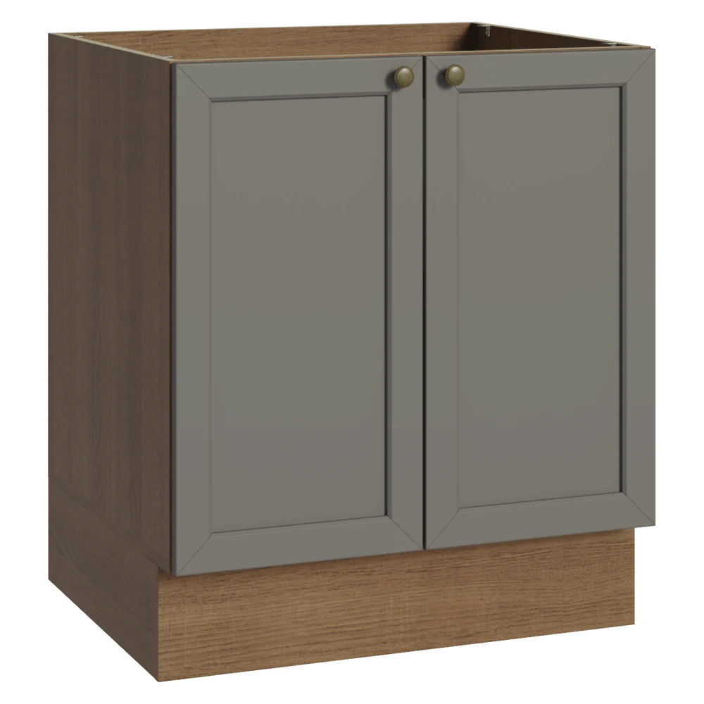 Balcão de Cozinha 70 x 60 cm 2 Portas (Sem Tampo) Rustic/Cinza Vik Madesa