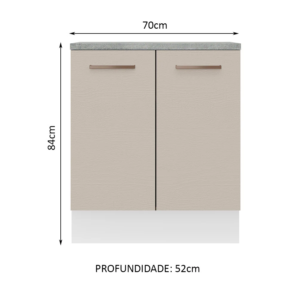 Balcão de Cozinha 70 cm 2 Portas Branco/Crema Agata Madesa - Image 2
