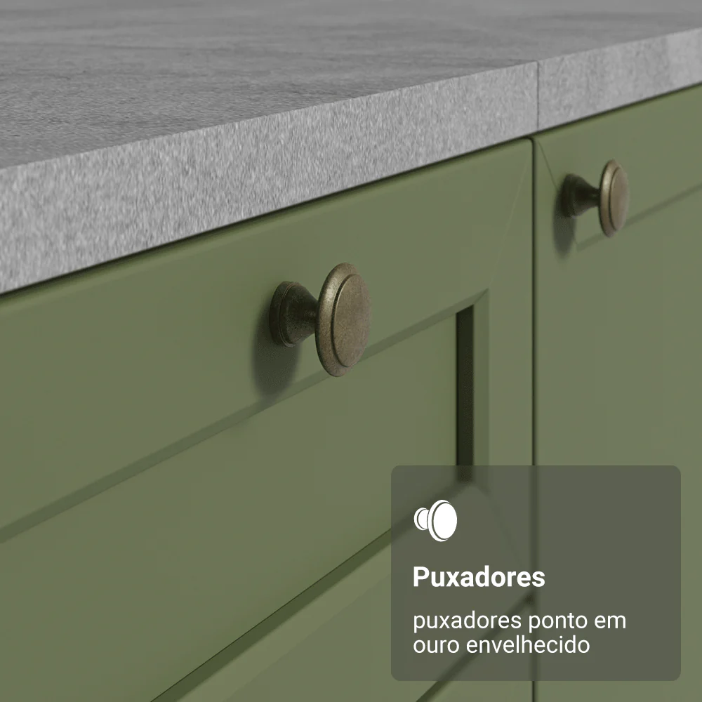 Balcão de Cozinha 70 cm 2 Portas Branco/Verde Vik Madesa - Image 6