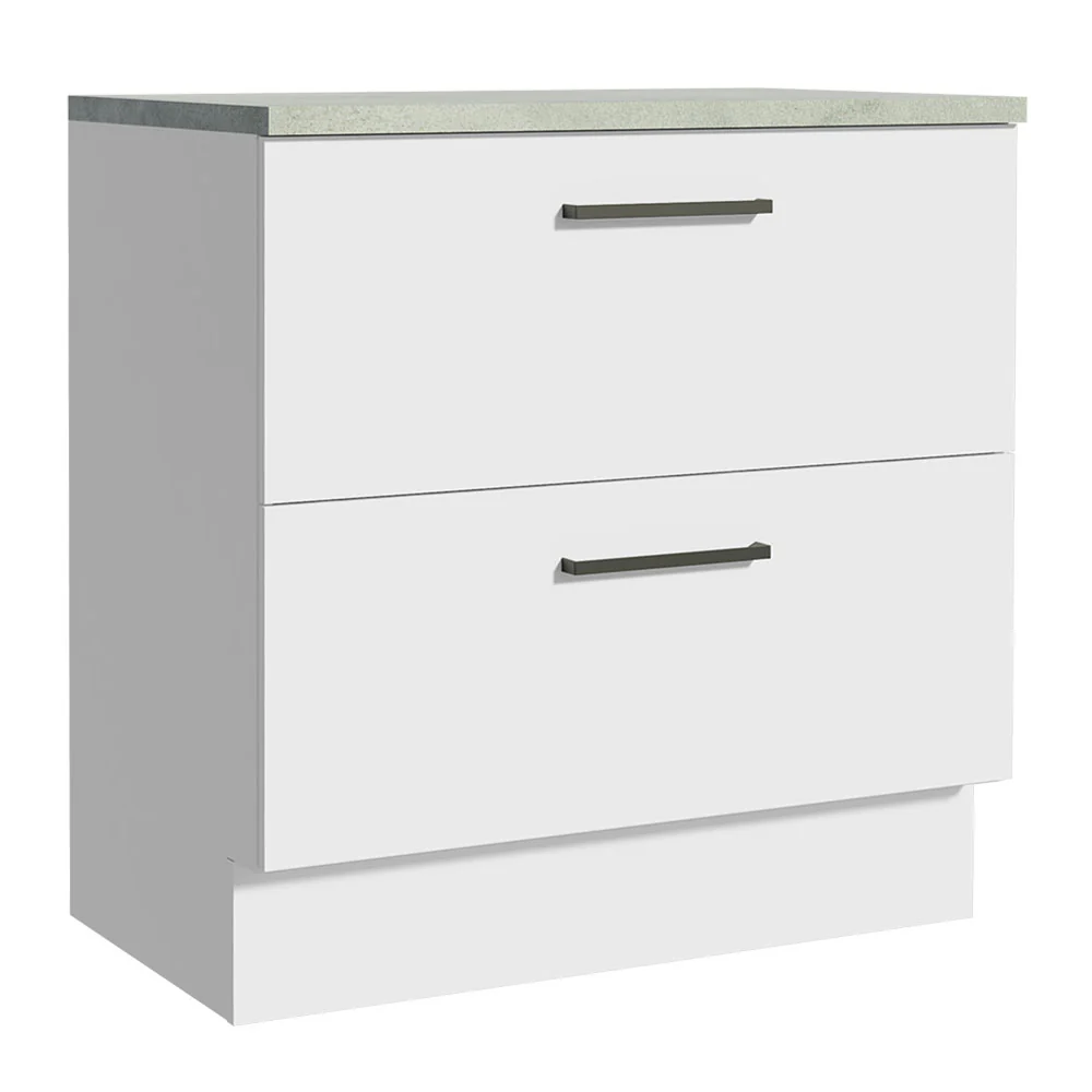 Balcão de Cozinha 80 x 60 cm 2 Gavetas (Com Tampo) Branco Agata Madesa