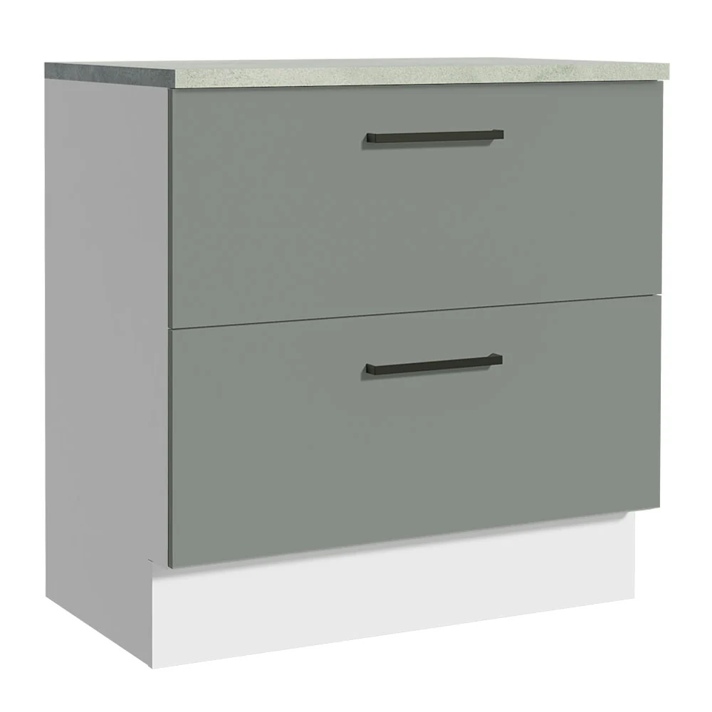 Balcão de Cozinha 80 x 60 cm 2 Gavetas (Com Tampo) Branco/Cinza Agata Madesa