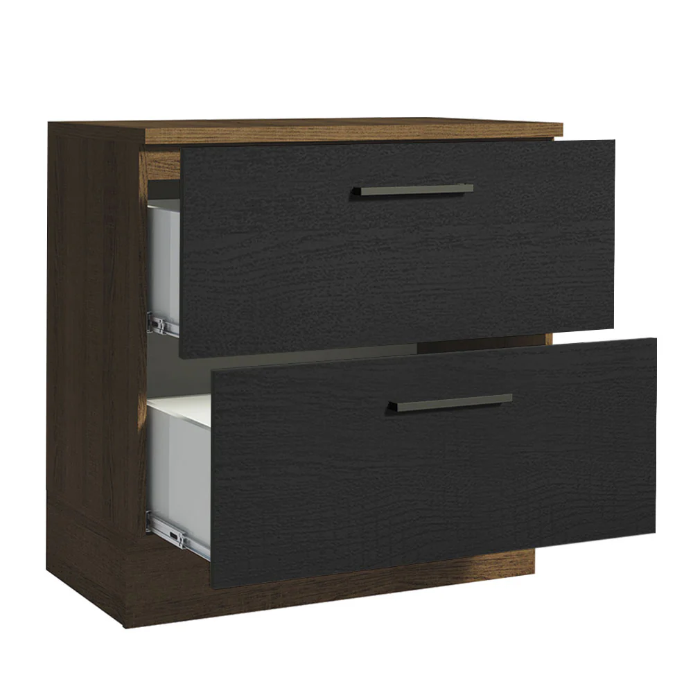 Balcão de Cozinha 80 x 60 cm 2 Gavetas (Com Tampo) Rustic/Preto Agata Madesa - Image 3