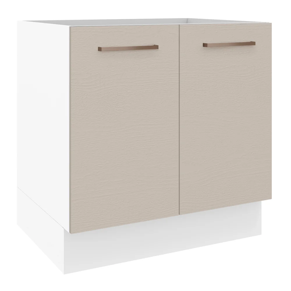 Balcão de Cozinha 80 x 60 cm 2 Portas (Sem Tampo) Branco/Crema Agata Madesa