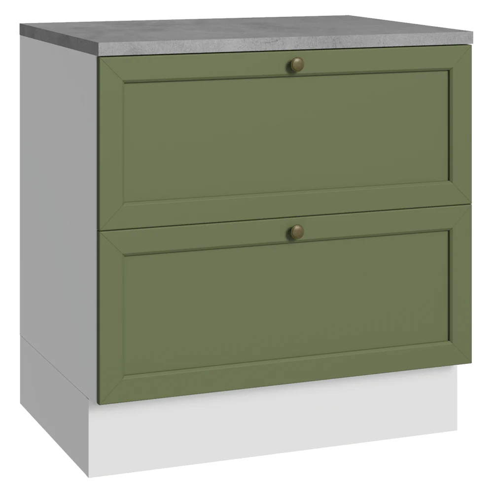 Balcão de Cozinha 80 x 60 cm 2 Gavetas (Com Tampo) Branco/Verde Vik Madesa