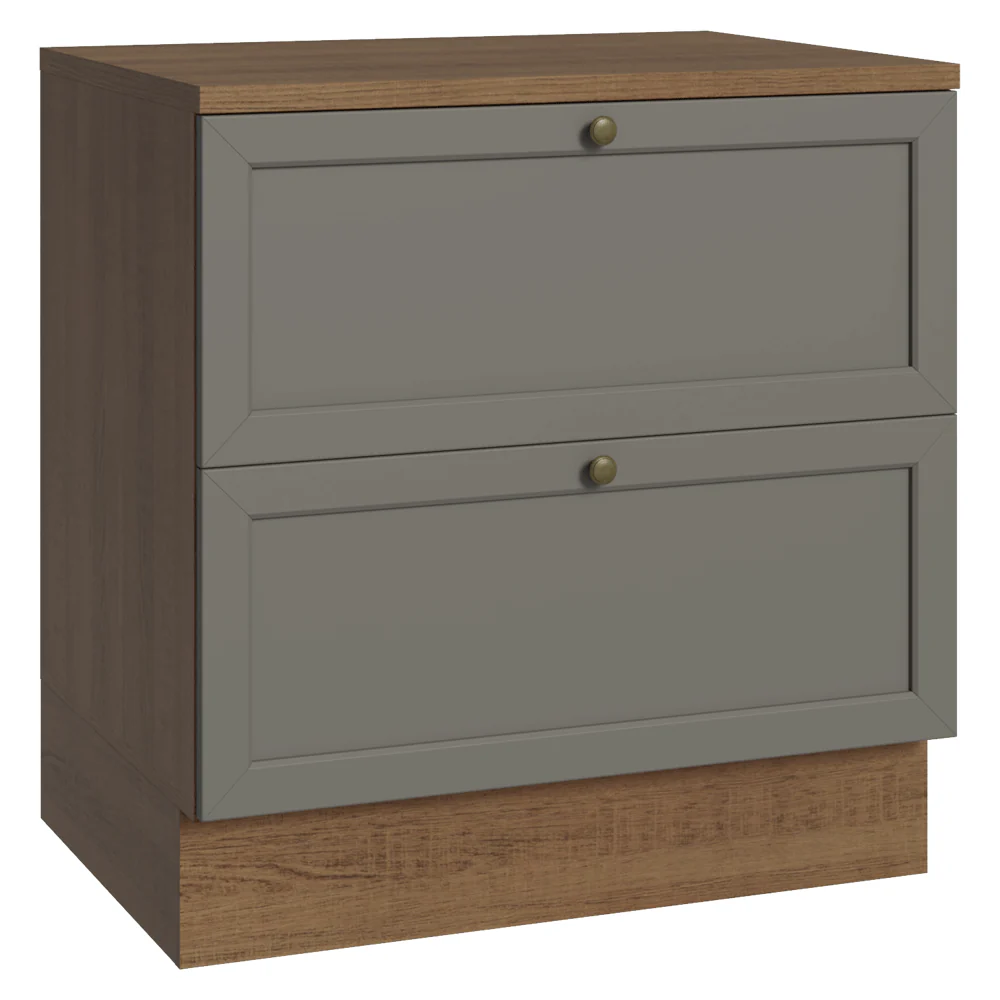 Balcão de Cozinha 80 x 60 cm 2 Gavetas (Com Tampo) Rustic/Cinza Vik Madesa
