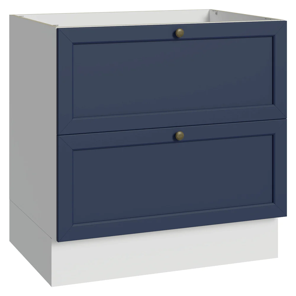 Balcão de Cozinha 80 x 60 cm 2 Gavetas (Sem Tampo) Branco/Azul Vik Madesa