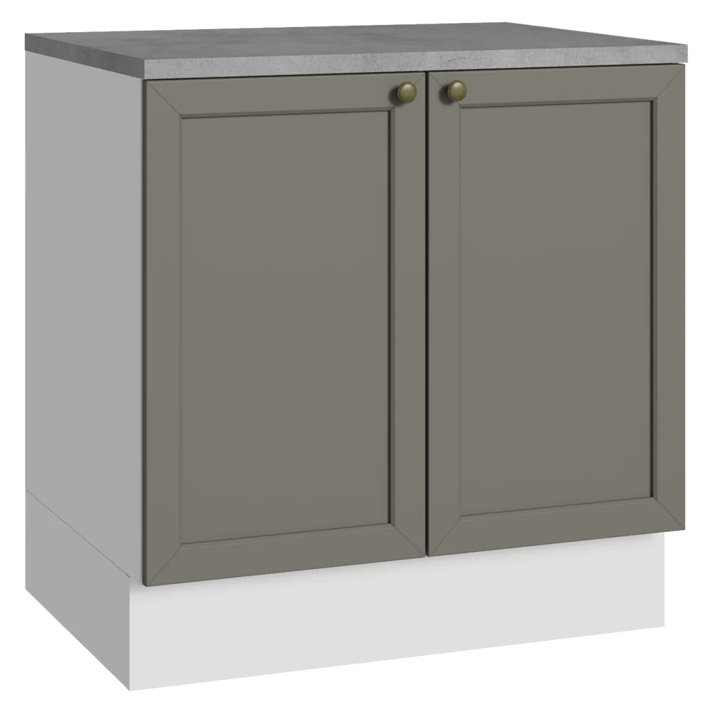 Balcão de Cozinha 80 x 60 cm 2 Portas (Com Tampo) Branco/Cinza Vik Madesa
