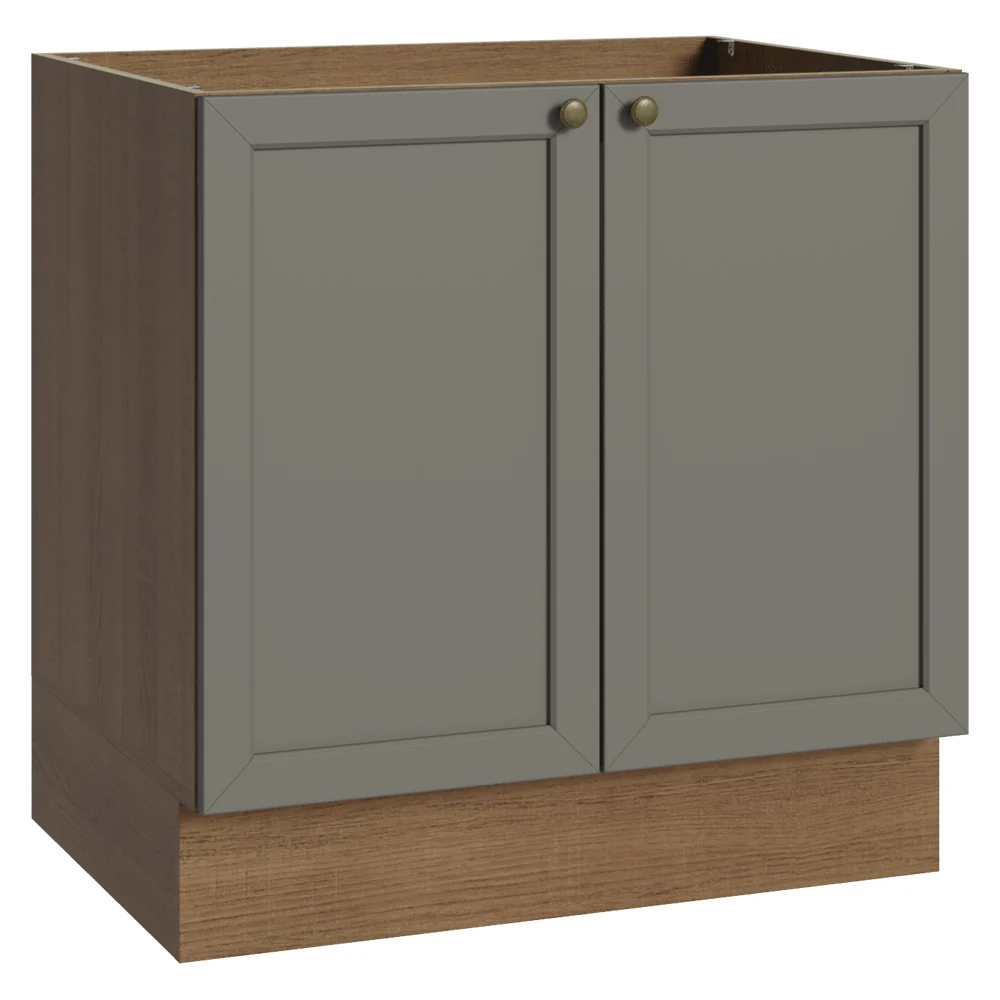 Balcão de Cozinha 80 x 60 cm 2 Portas (Sem Tampo) Rustic/Cinza Vik Madesa
