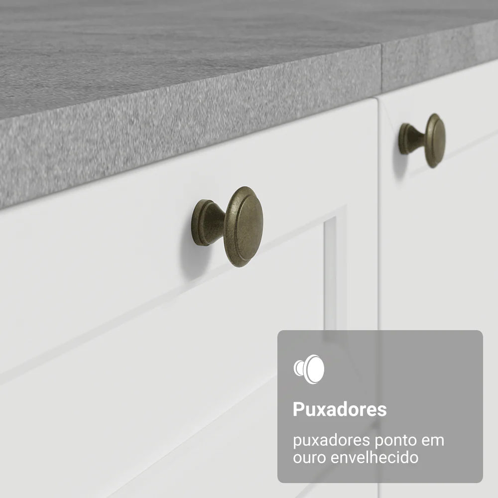 Balcão de Cozinha 80 cm 2 Gavetas Branco Vik Madesa - Image 5