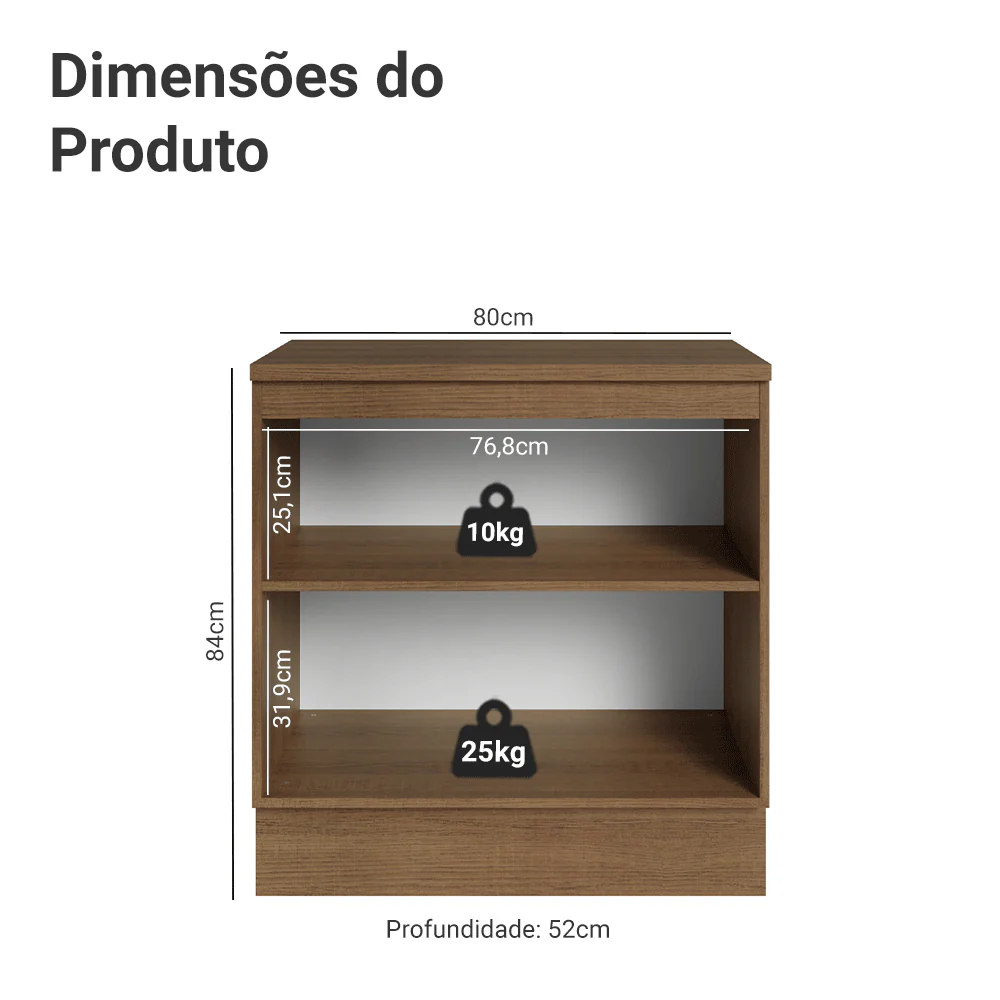 Balcão de Cozinha 80 cm 2 Portas Rustic/Azul Vik Madesa - Image 2