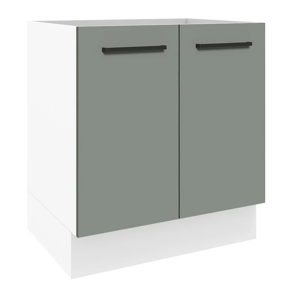Balcão de Cozinha Madesa Agata 70 x 60 cm 2 Portas (Sem Tampo) Branco/Cinza