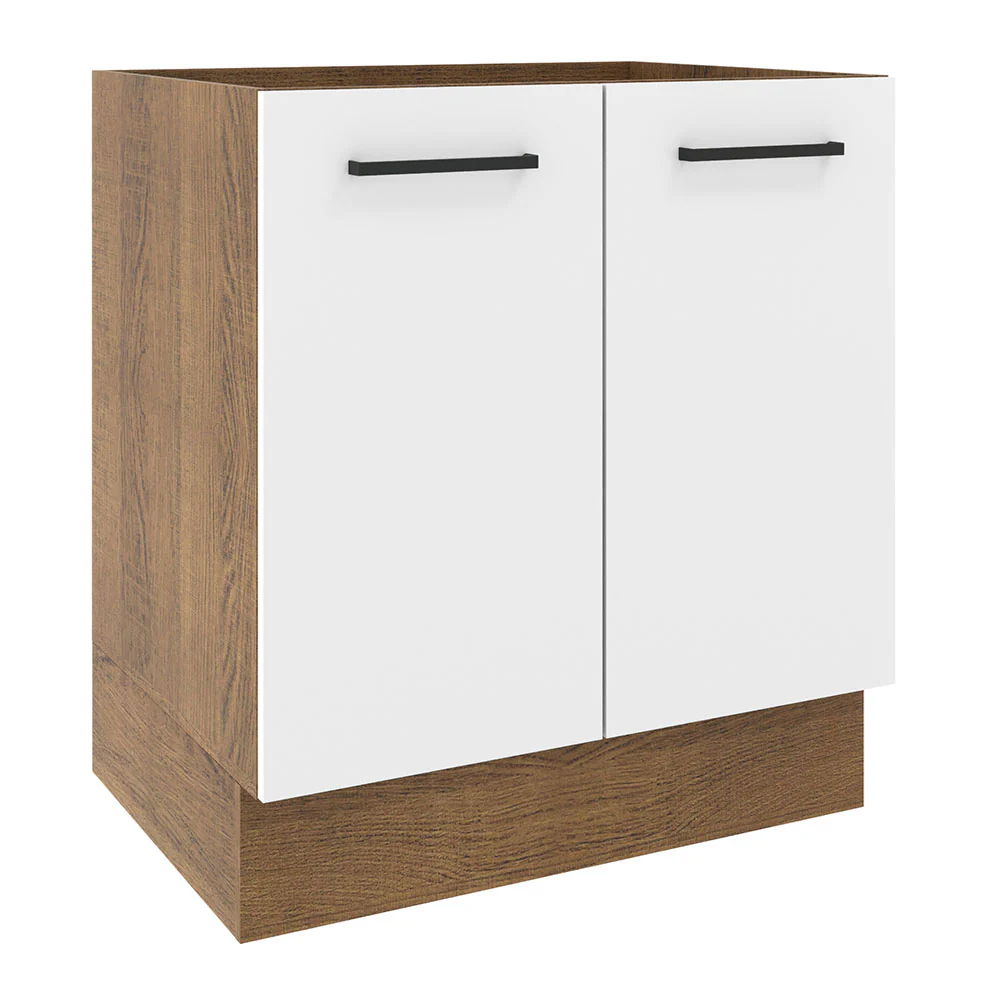 Balcão de Cozinha Madesa Agata 70 x 60 cm 2 Portas (Sem Tampo) Rustic/Branco