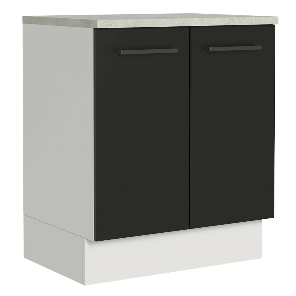 Balcão de Cozinha Madesa Agata 70 cm 2 Portas Branco/Preto