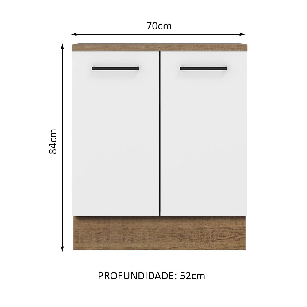 Balcão de Cozinha Madesa Agata 70 cm 2 Portas Rustic/Branco - Image 2