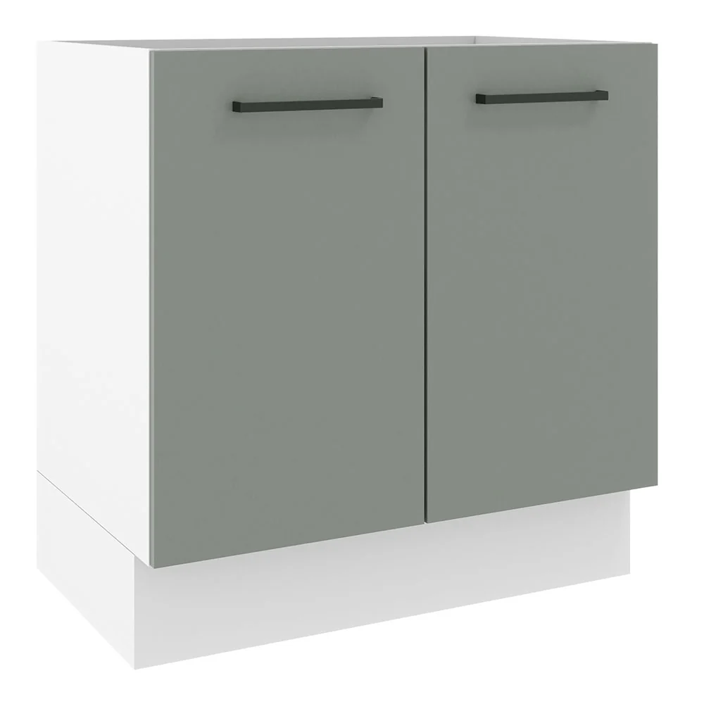 Balcão de Cozinha Madesa Agata 80 x 60 cm 2 Portas (Sem Tampo) Branco/Cinza