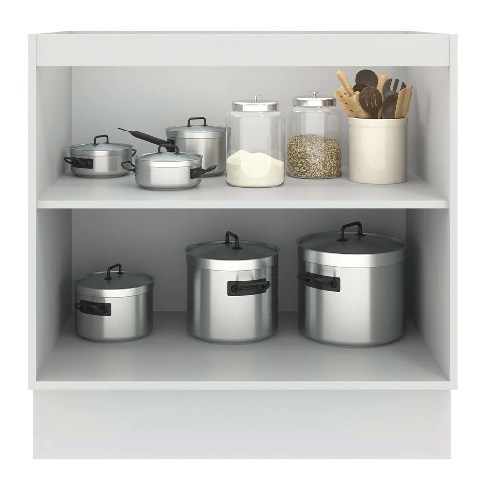 Balcão de Cozinha Madesa Agata 80 x 60 cm 2 Portas (Sem Tampo) Branco/Preto - Image 3
