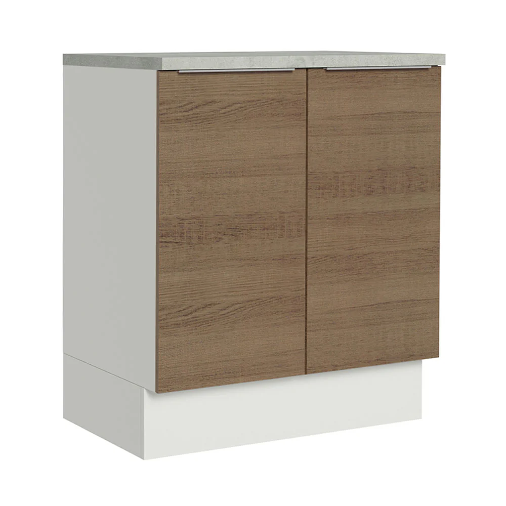 Balcão de Cozinha Madesa Stella 70 cm 2 Portas Branco/Rustic