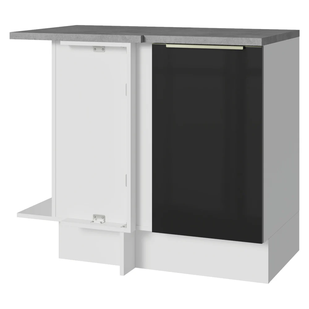Balcão de Canto 1 Porta Branco/Preto Lux Madesa