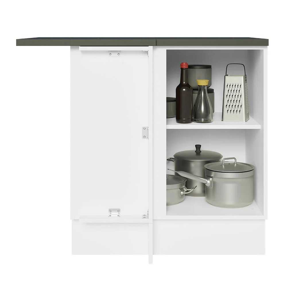 Balcão de Canto Madesa Acordes 100% MDF 1 Porta Branco Brilho - Image 3