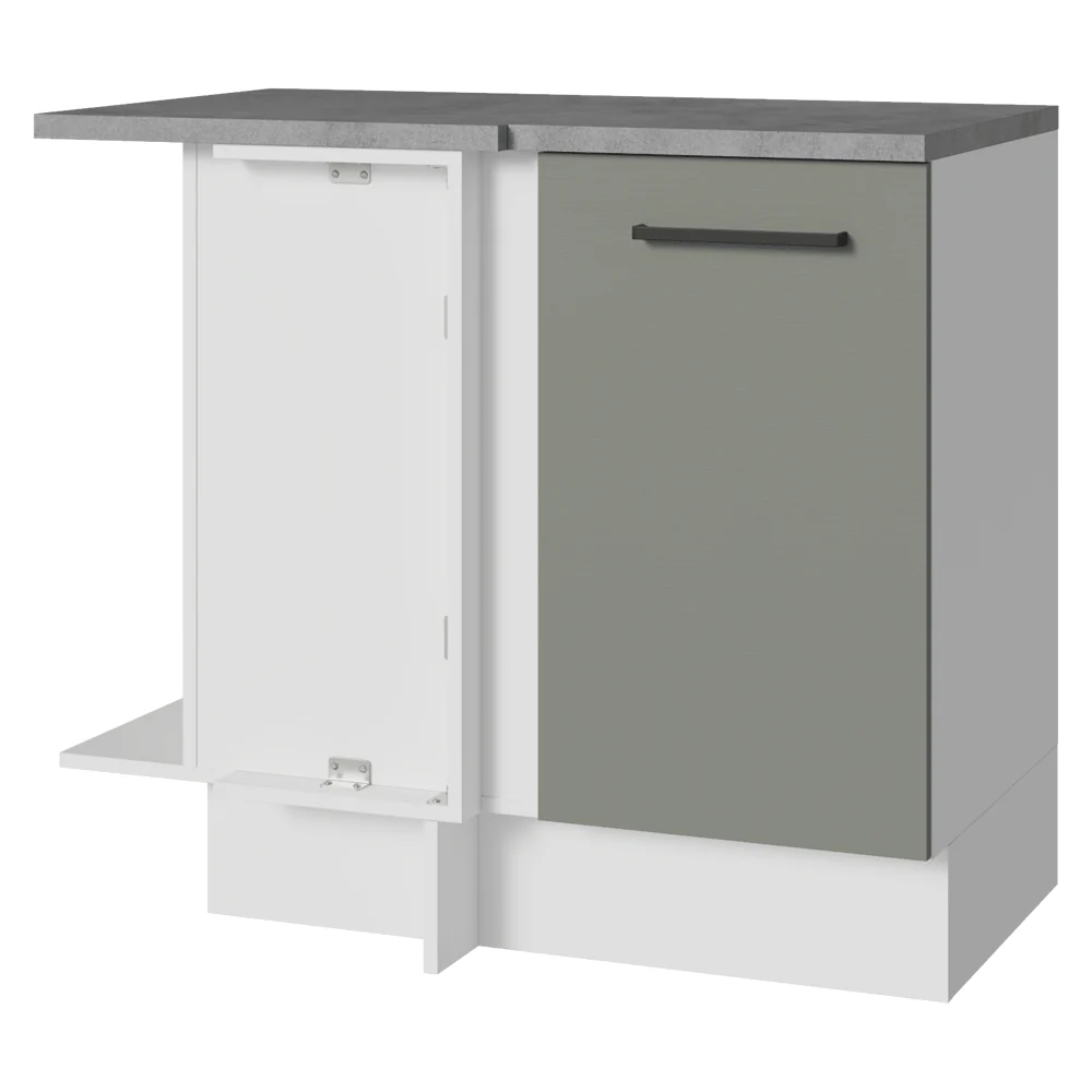 Balcão de Canto Madesa Agata 1 Porta Branco/Cinza