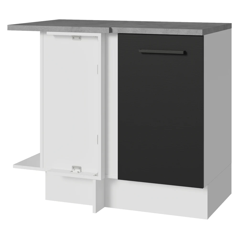 Balcão de Canto Madesa Agata 1 Porta Branco/Preto