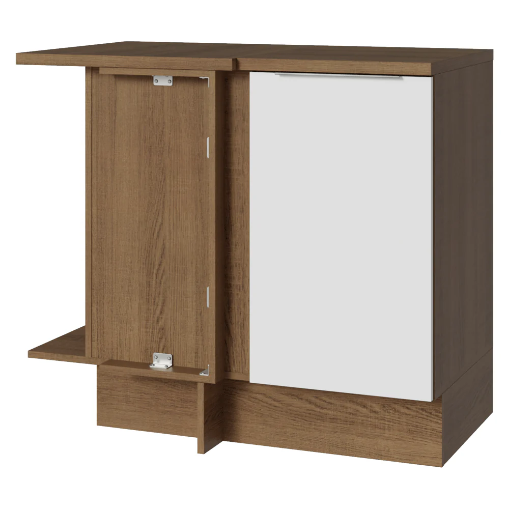 Balcão de Canto Madesa Stella 1 Porta Rustic/Branco