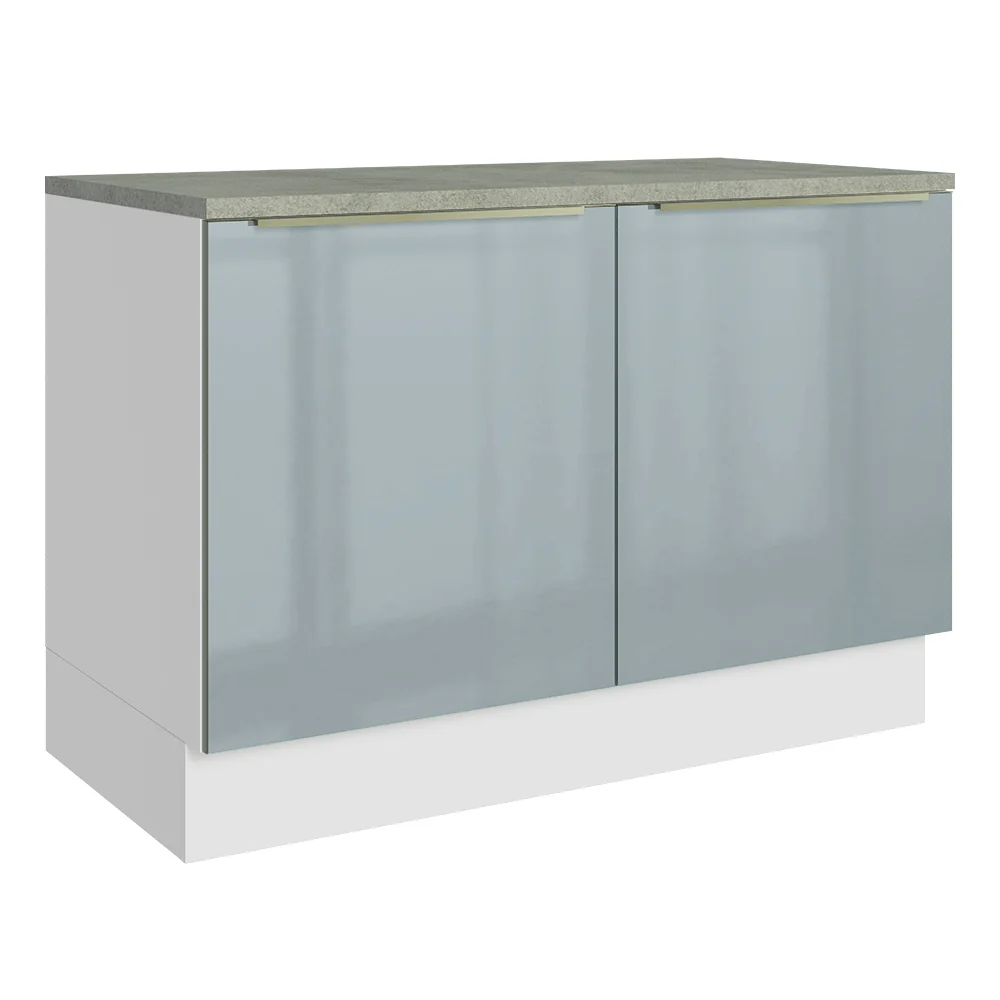 Balcão de Cozinha 120 cm 2 Portas Branco/Cinza Lux Madesa