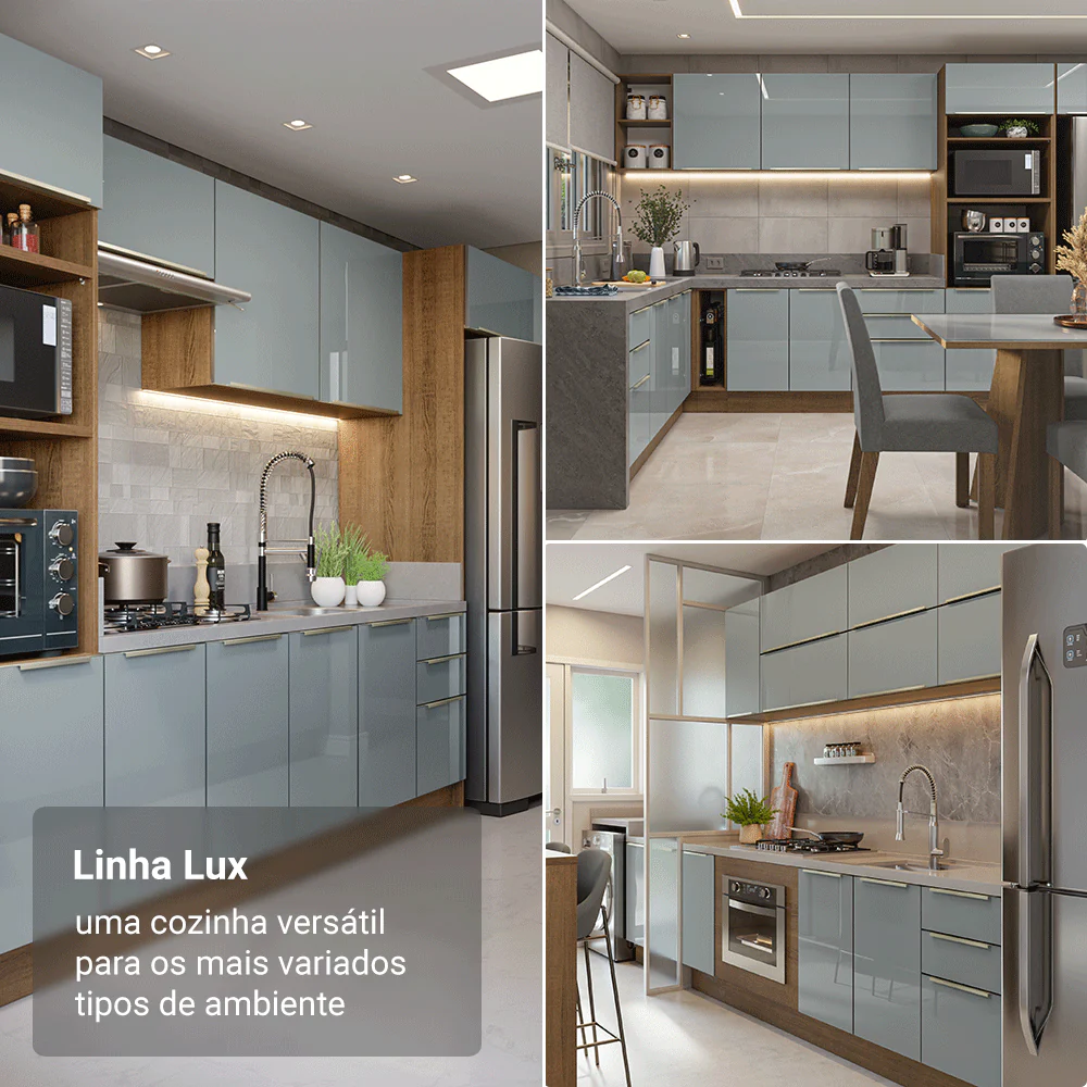 Balcão de Cozinha 120 cm 2 Portas Rustic/Cinza Lux Madesa - Image 5