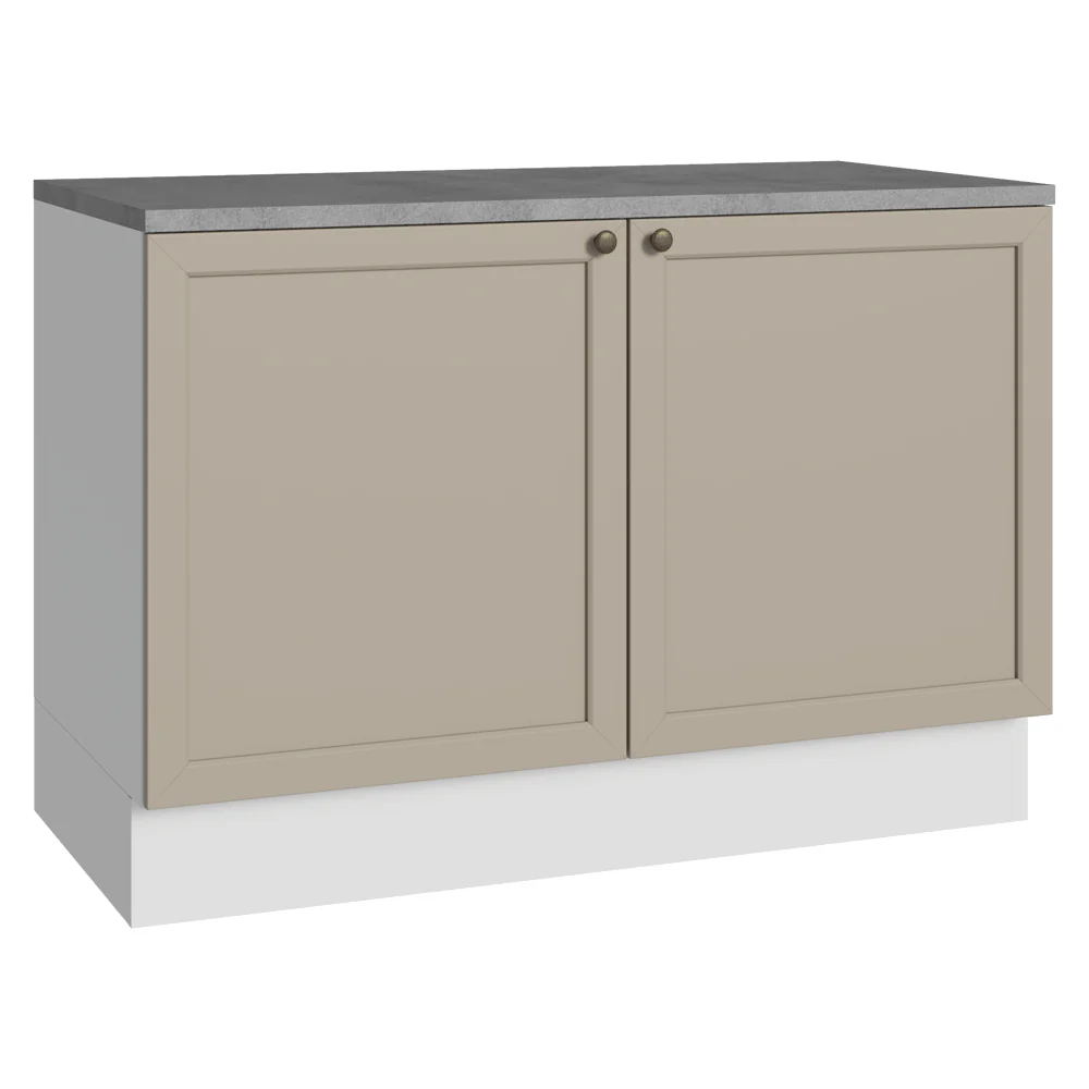 Balcão de Cozinha 120 x 60 cm 2 Portas (Com Tampo) Branco/Crema Vik Madesa