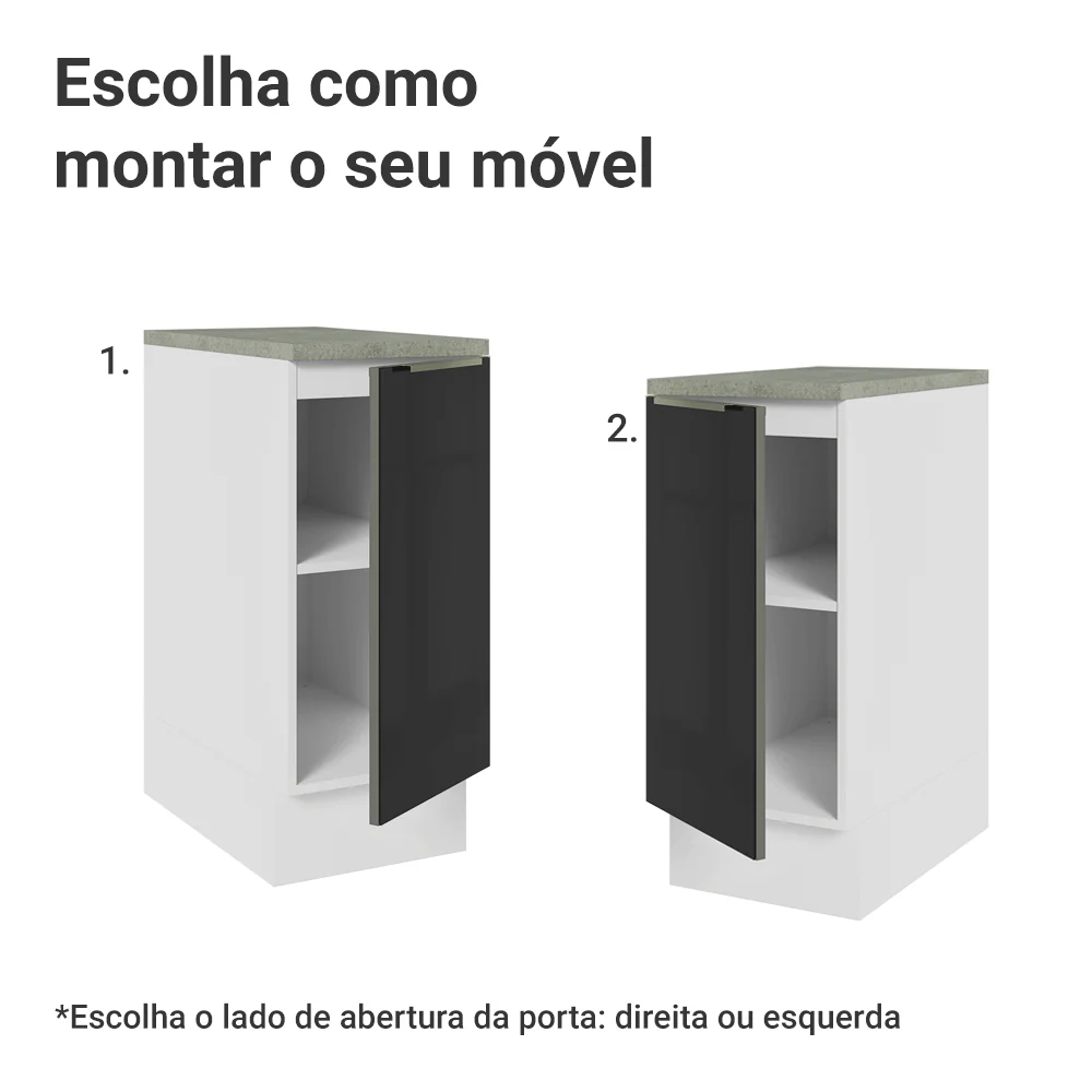 Balcão de Cozinha 35 cm 1 Porta Branco/Preto Lux Madesa - Image 4
