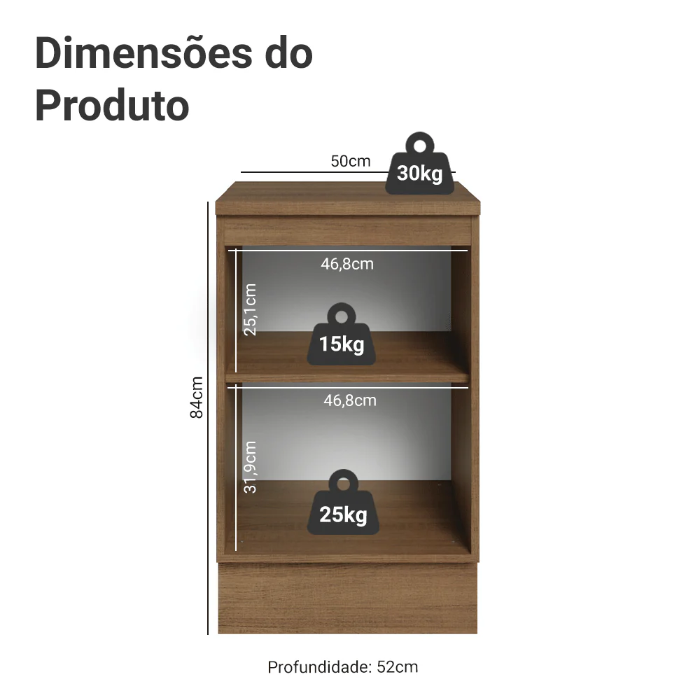 Balcão de Cozinha 50 cm 1 Porta Rustic/Cinza Lux Madesa - Image 2