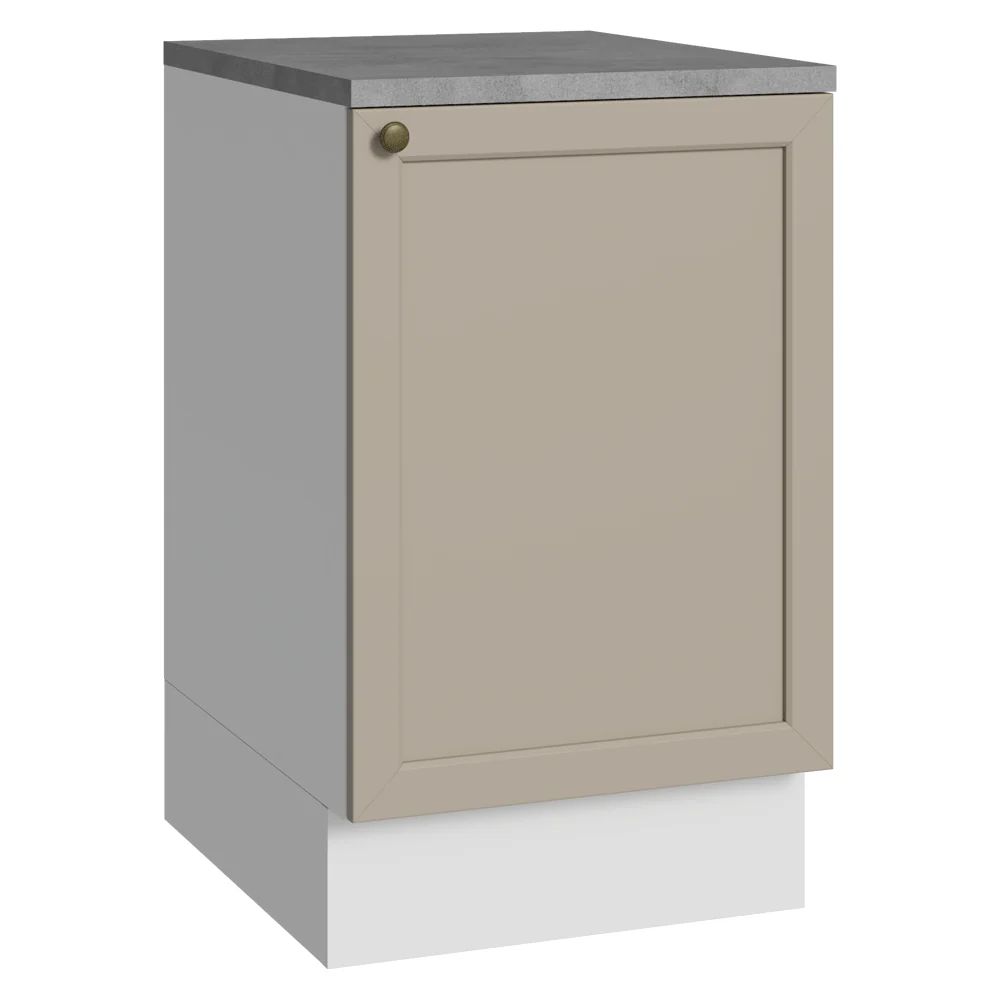 Balcão de Cozinha 50cm 1 Porta (Com Tampo) Branco/Crema Vik Madesa