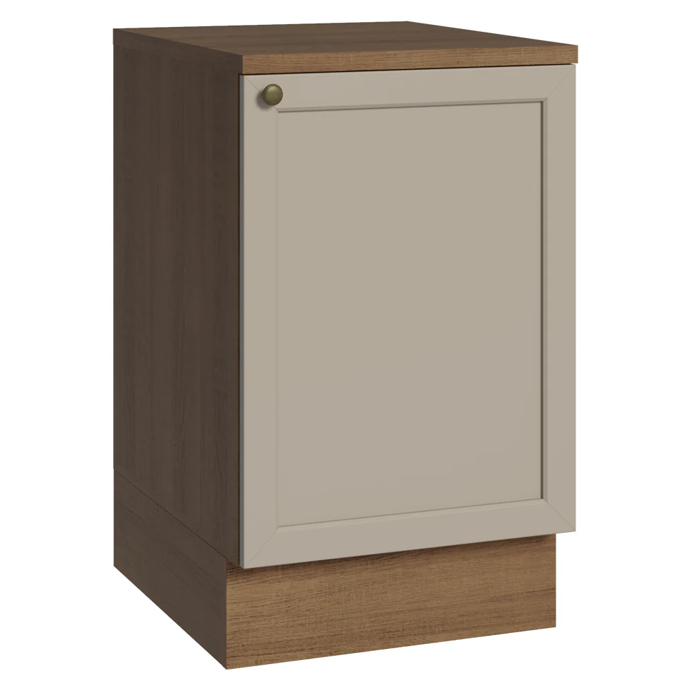 Balcão de Cozinha 50cm 1 Porta (Com Tampo) Rustic/Crema Vik Madesa
