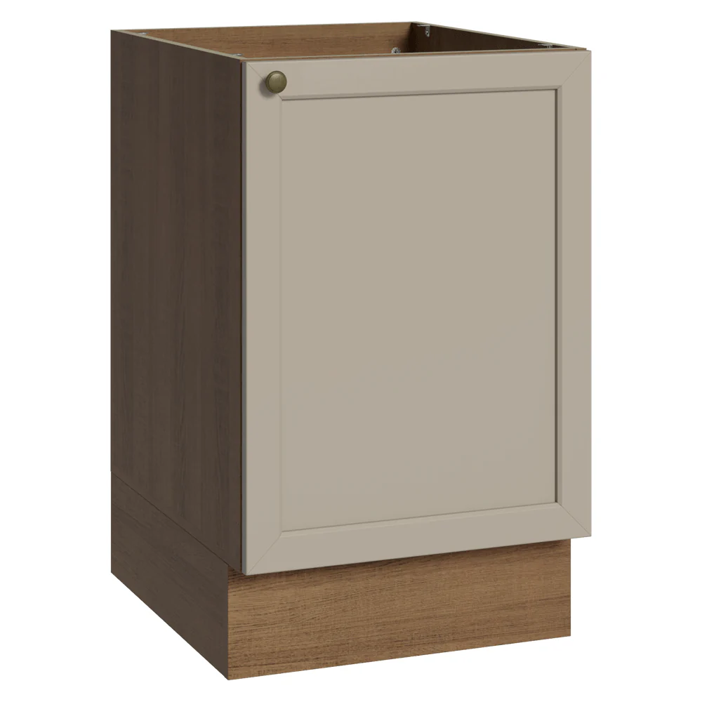 Balcão de Cozinha 50cm 1 Porta (Sem Tampo) Rustic/Crema Vik Madesa
