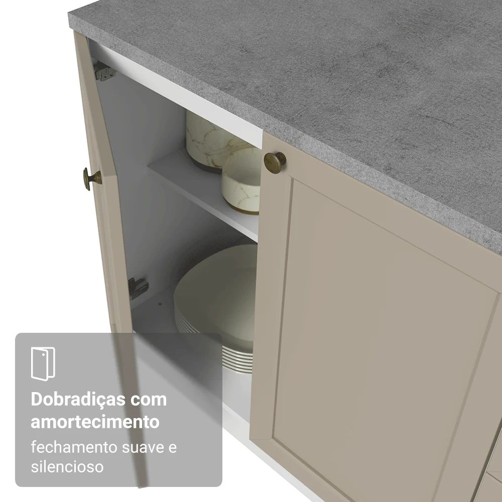 Balcão de Cozinha 60 cm 1 Porta Branco/Crema Vik Madesa - Image 8