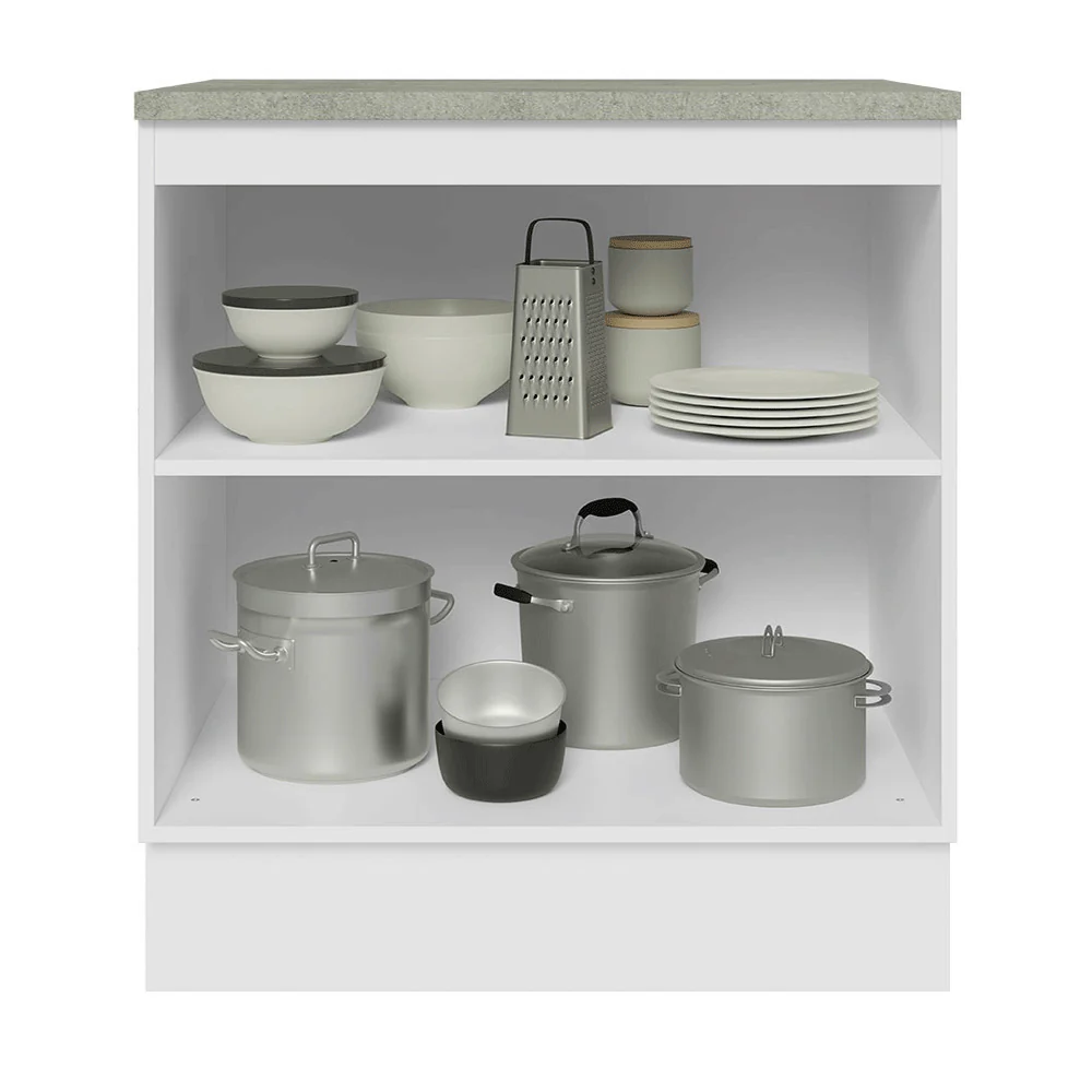 Balcão de Cozinha 70 cm 2 Portas Branco/Preto Lux Madesa - Image 4