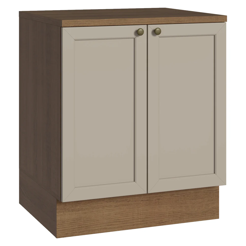 Balcão de Cozinha 70 cm 2 Portas Rustic/Crema Vik Madesa