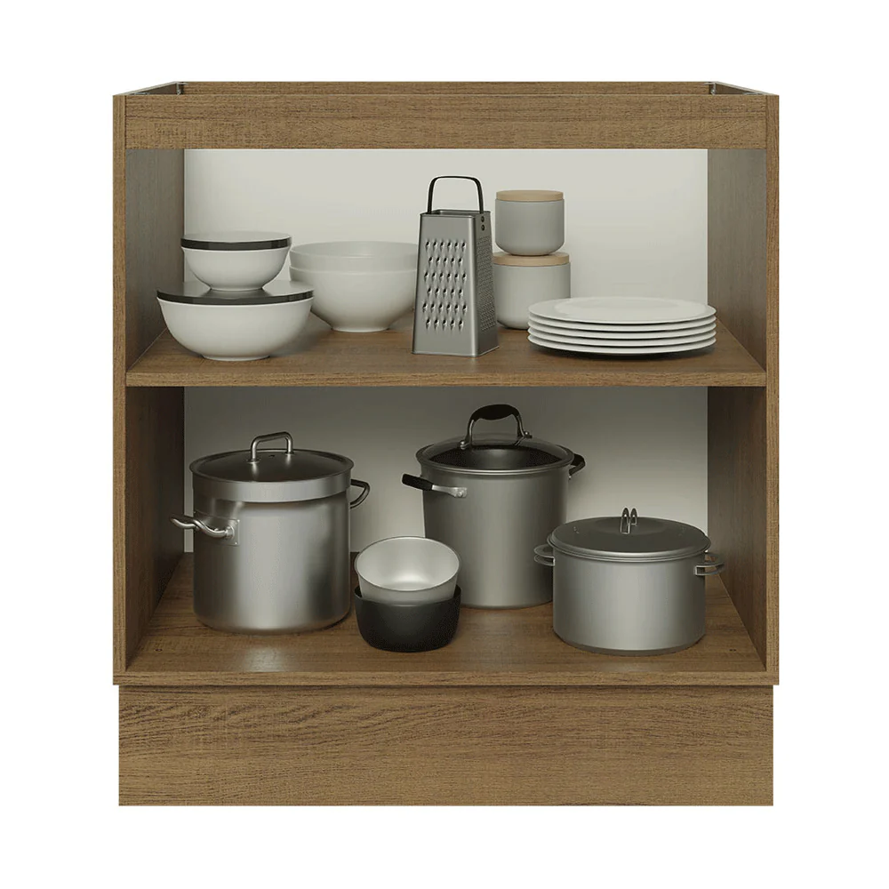 Balcão de Cozinha 70 cm 2 Portas (Sem Tampo) Rustic/Preto Lux Madesa - Image 4