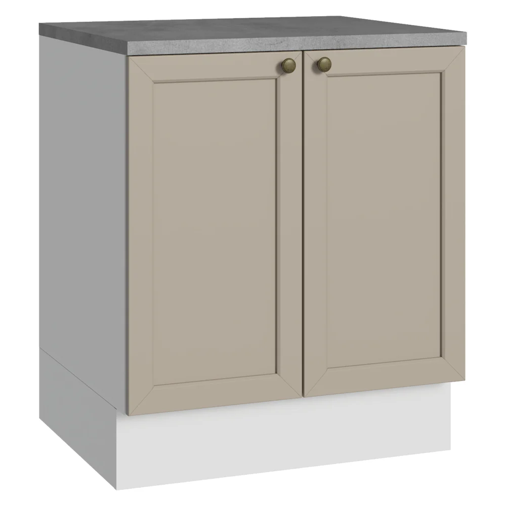 Balcão de Cozinha 70 x 60 cm 2 Portas (Com Tampo) Branco/Crema Vik Madesa